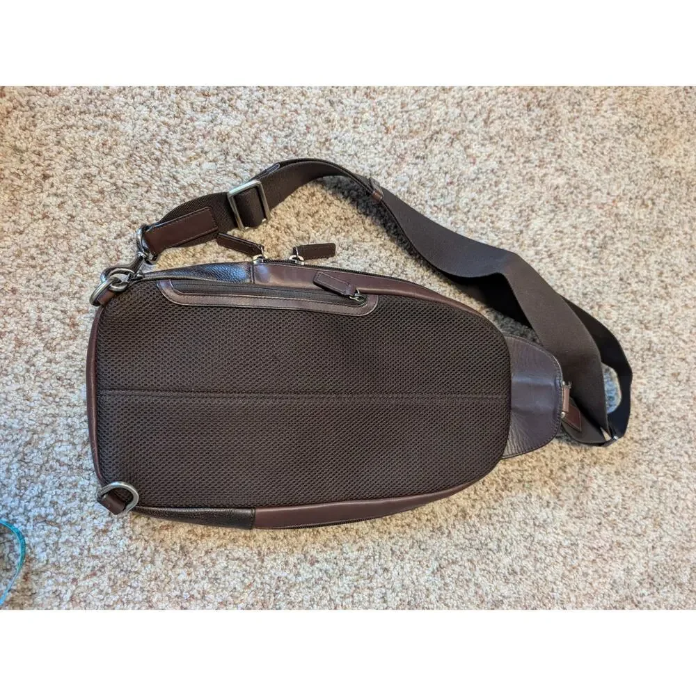 COACH Camden Sling Backpack Crossbody Chest Bag Brown Pebbled Leather Unisex